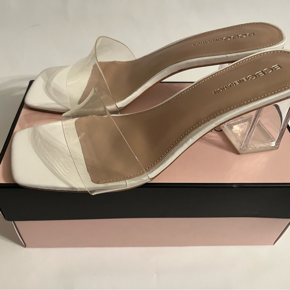 BCBGeneration Clear Mid-Heel Slides
